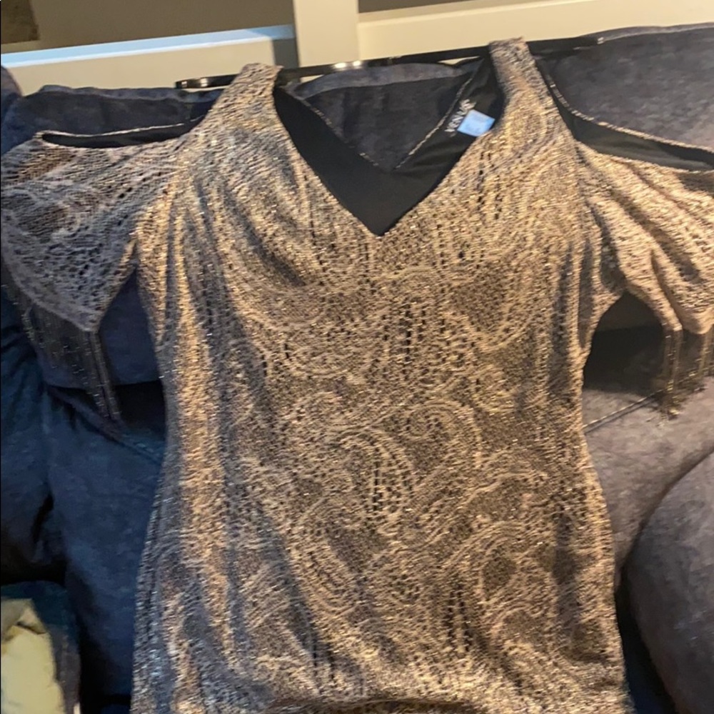 Cold shoulder lace fringe dress